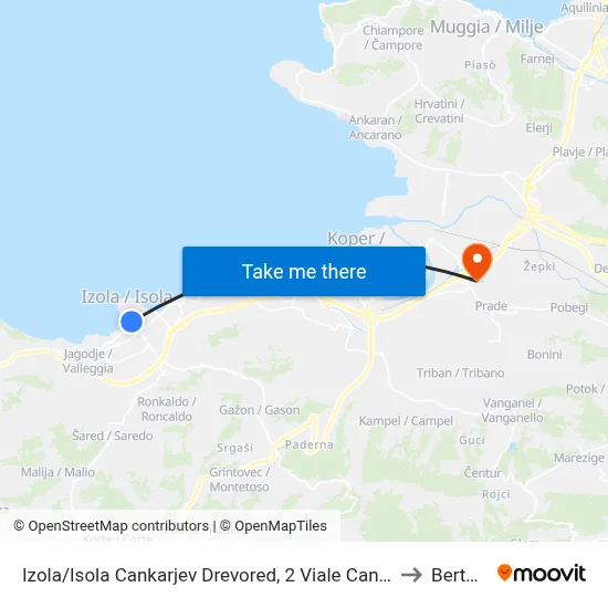 Izola/Isola  Cankarjev Drevored, 2  Viale Cankar to Bertoki map
