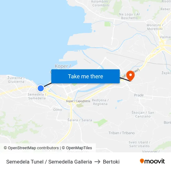Semedela Tunel / Semedella Galleria to Bertoki map