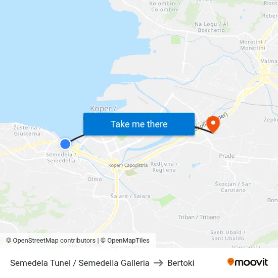 Semedela Tunel / Semedella Galleria to Bertoki map
