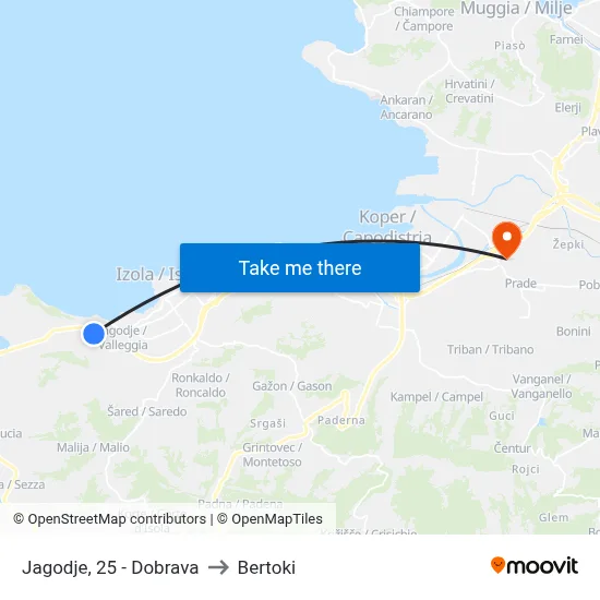 Jagodje, 25 - Dobrava to Bertoki map