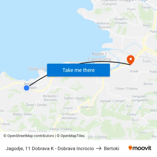 Jagodje, 11  Dobrava K - Dobrava Incrocio to Bertoki map