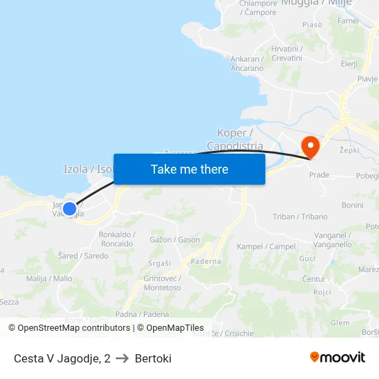 Cesta V Jagodje, 2 to Bertoki map