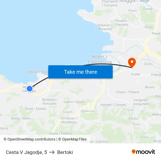 Cesta V Jagodje, 5 to Bertoki map