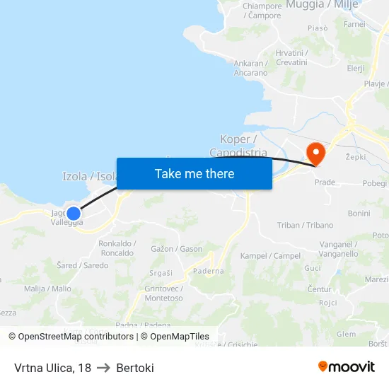 Vrtna Ulica, 18 to Bertoki map