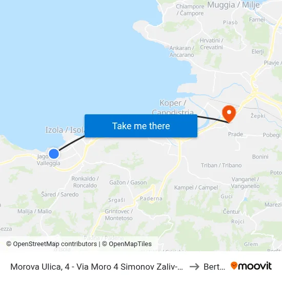 Morova Ulica, 4 - Via Moro 4  Simonov Zaliv-San Simòn to Bertoki map