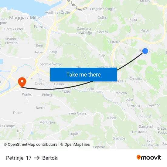 Petrinje, 17 to Bertoki map