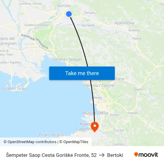Šempeter Saop Cesta Goriške Fronte, 52 to Bertoki map