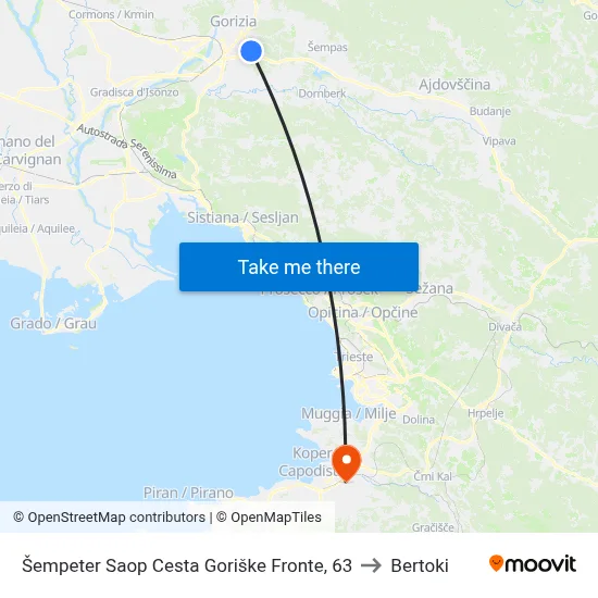 Šempeter Saop Cesta Goriške Fronte, 63 to Bertoki map