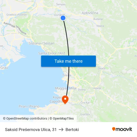 Saksid  Prešernova Ulica, 31 to Bertoki map