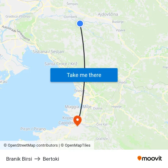 Branik Birsi to Bertoki map