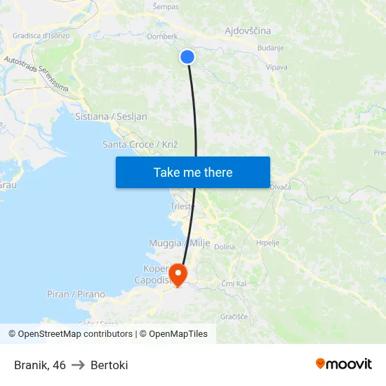 Branik, 46 to Bertoki map