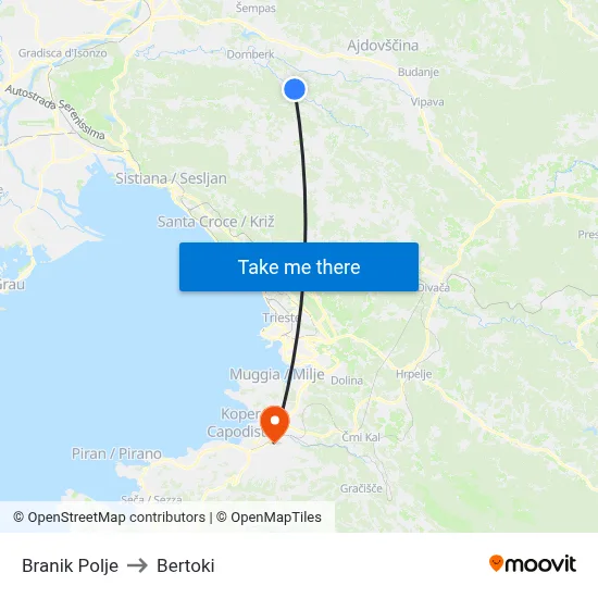Branik Polje to Bertoki map