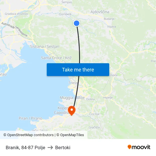 Branik, 84-87  Polje to Bertoki map