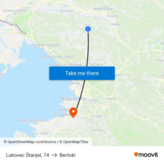 Lukovec Štanjel, 74 to Bertoki map