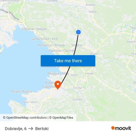 Dobravlje, 6 to Bertoki map