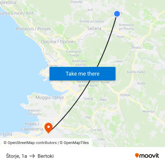 Štorje, 1a to Bertoki map