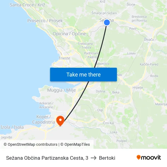 Sežana Občina Partizanska Cesta, 3 to Bertoki map