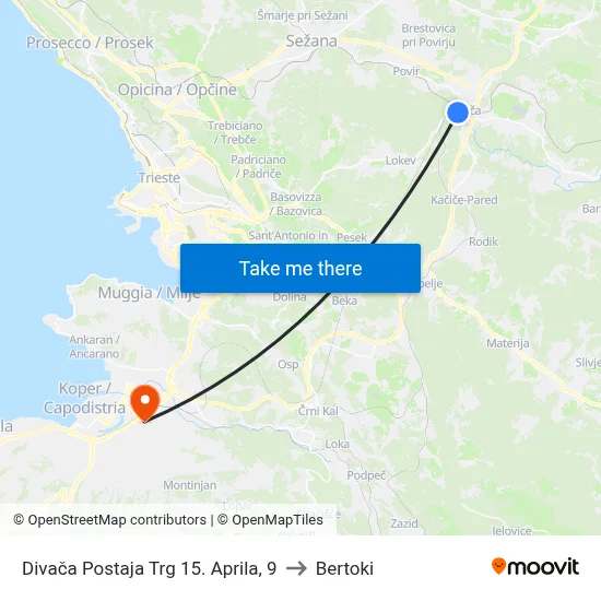 Divača Postaja Trg 15. Aprila, 9 to Bertoki map
