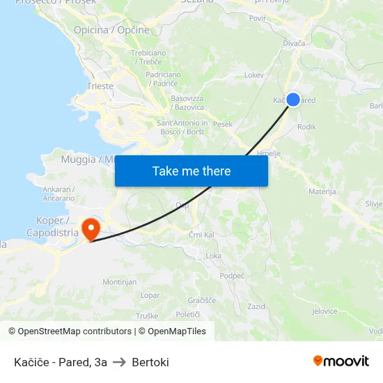 Kačiče - Pared, 3a to Bertoki map