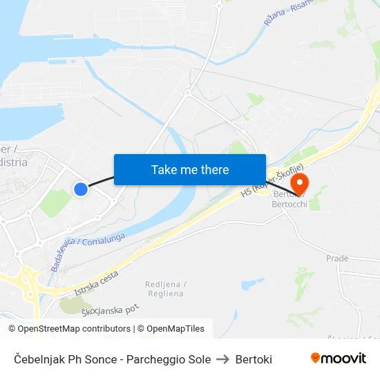 Čebelnjak Ph Sonce - Parcheggio Sole to Bertoki map