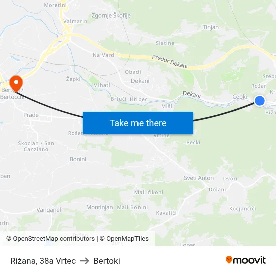 Rižana, 38a Vrtec to Bertoki map