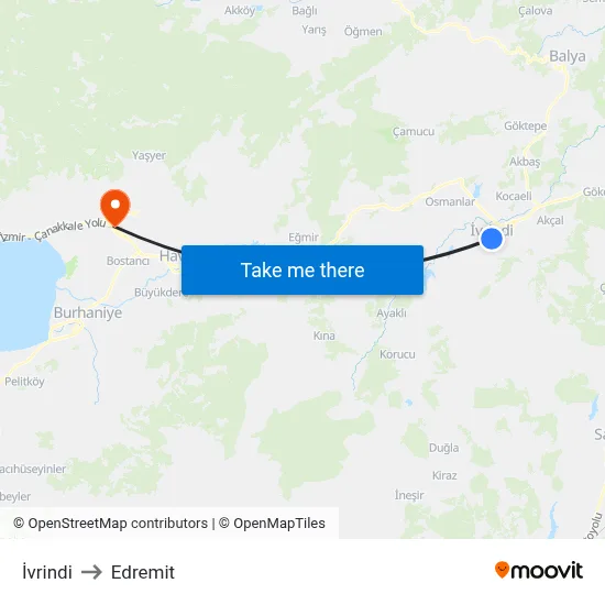 İvrindi to Edremit map