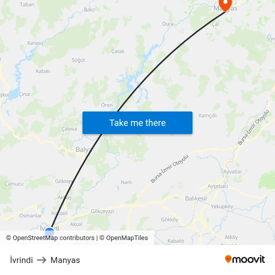 İvrindi to Manyas map
