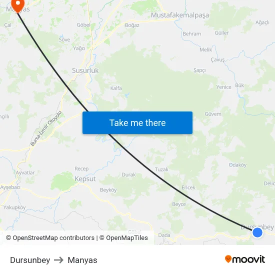 Dursunbey to Manyas map