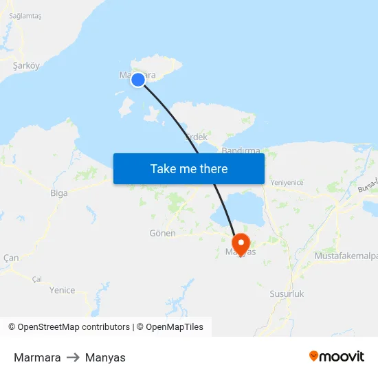 Marmara to Manyas map