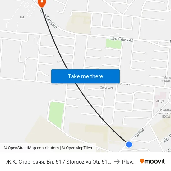 Ж.К. Сторгозия, Бл. 51 / Storgoziya Qtr, 51 Bl to Pleven map