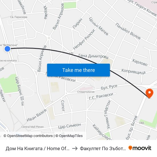 Дом На Книгата / Home Of the Book to Факултет По Зъботехника map