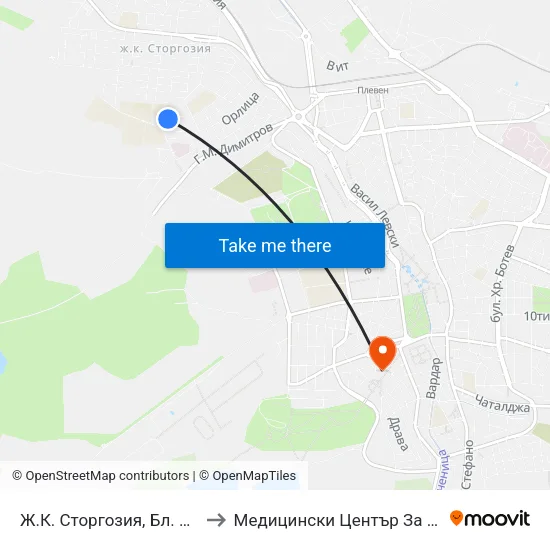 Ж.К. Сторгозия, Бл. 51 / Storgoziya Qtr, 51 Bl to Медицински Център За Репродуктивна Медицина map