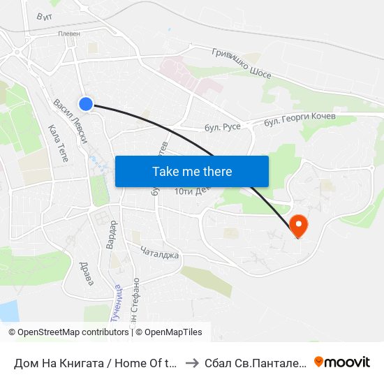 Дом На Книгата / Home Of the Book to Сбал Св.Панталеймон map