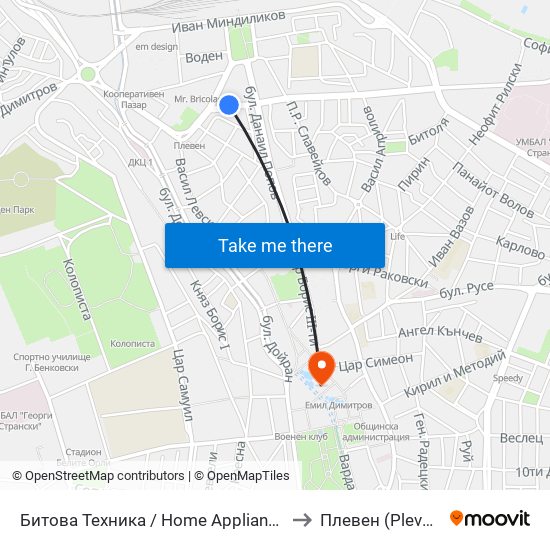 Битова Техника / Home Appliances to Плевен (Pleven) map