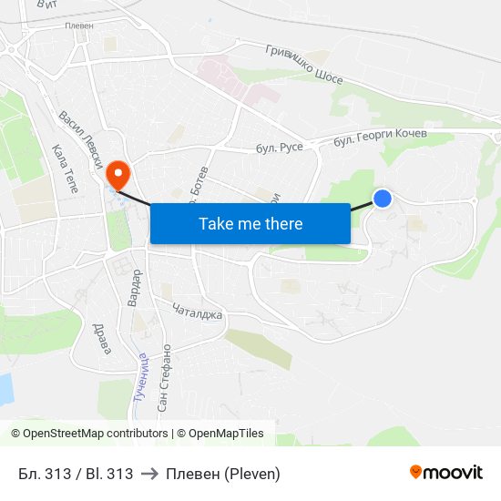 Бл. 313 / Bl. 313 to Плевен (Pleven) map