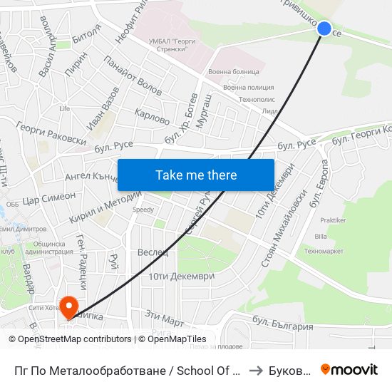 Пг По Металообработване / School Of Metalwork to Буковлък map