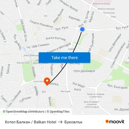 Хотел Балкан / Balkan Hotel to Буковлък map