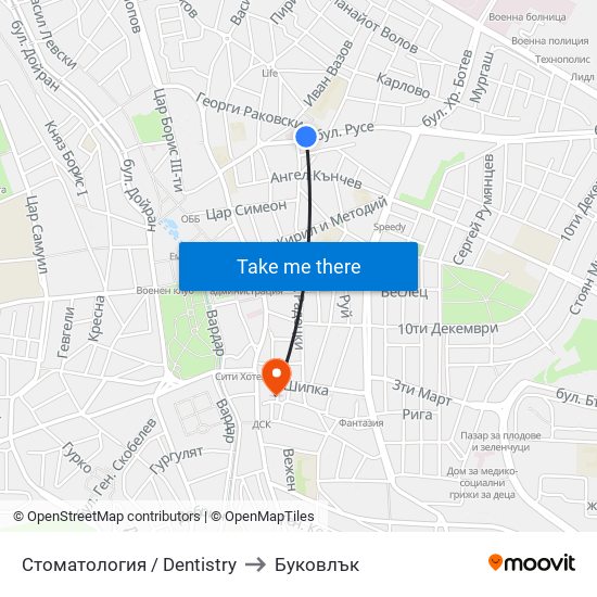 Стоматология / Dentistry to Буковлък map