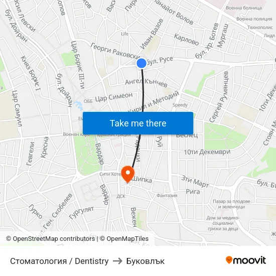 Стоматология / Dentistry to Буковлък map