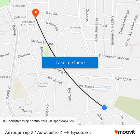 Автоцентър 2 / Autocentre 2 to Буковлък map