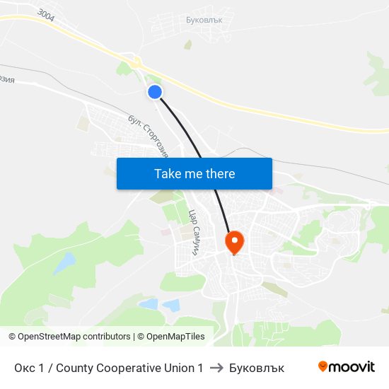 Окс 1 / County Cooperative Union 1 to Буковлък map