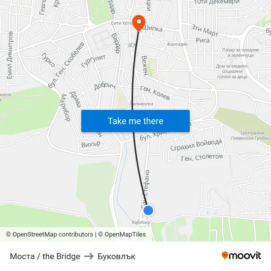 Моста / the Bridge to Буковлък map