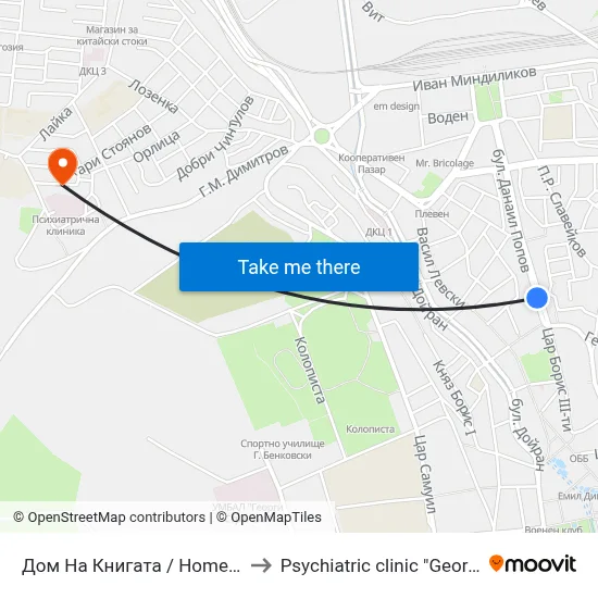 Home of the Book to Georgi Stranski Psychiatric Clinic map