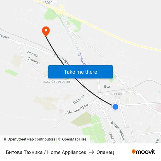 Битова Техника / Home Appliances to Опанец map