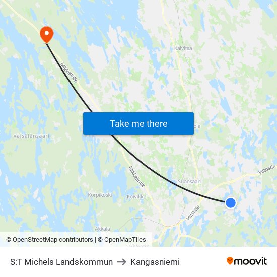 S:T Michels Landskommun to Kangasniemi map