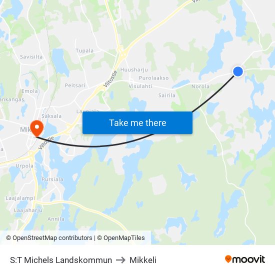 S:T Michels Landskommun to Mikkeli map