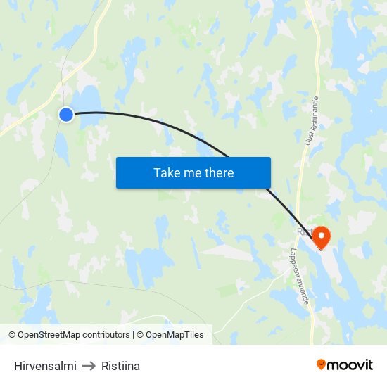 Hirvensalmi to Ristiina map