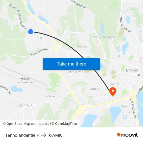Tenholahdentie  P to X-AMK map
