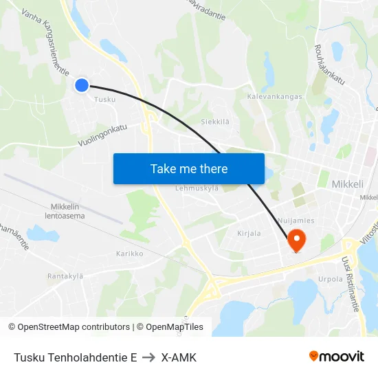 Tusku Tenholahdentie  E to X-AMK map