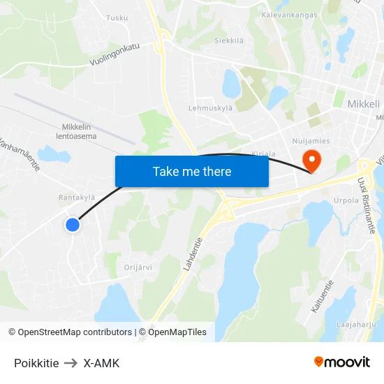 Poikkitie to X-AMK map